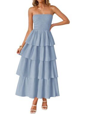Boho Strapless Maxi Dress for Women - Summer Vibes, Flowy & Chic Style
